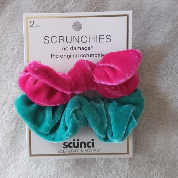 Scunci Hair Scrunchies - 2 for 1 - Pink & Green - Picture 1 of 2